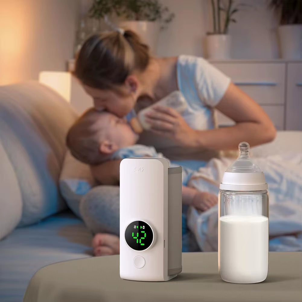 Portable Bottle Warmer Rechargeable Baby Bottle Warmer with Temperature Control for Comfortable Baby Feeding on the Go