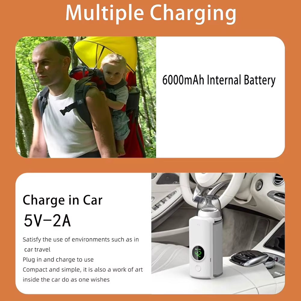 Portable Bottle Warmer Rechargeable Baby Bottle Warmer with Temperature Control for Comfortable Baby Feeding on the Go