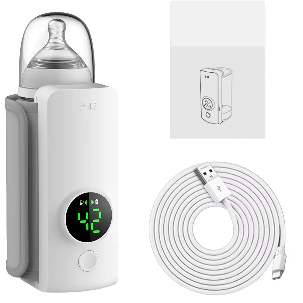 Portable Bottle Warmer Rechargeable Baby Bottle Warmer with Temperature Control for Comfortable Baby Feeding on the Go